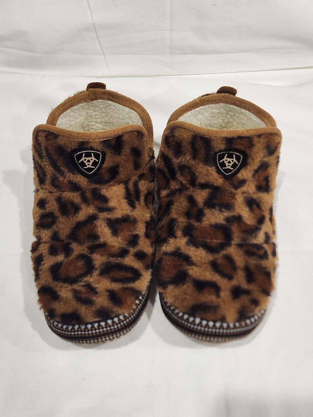 Ariat Women's Leopard Print Faux Fur Ankle Bootie Slippers